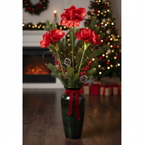 gjenstander Kunstig amaryllisblomst, rød, lang stilk, til vase og arrangement, 77 cm