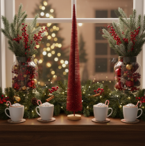 gjenstander Moderne, slankt, dekorativt juletre på en trebase, 80 cm
