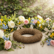 gjenstander Vinrankekrans, ubehandlet, rund, naturlig krans for håndverk, 45 cm