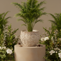 gjenstander Rund vevd kurv, stor dekorativ kurv til planting, 23 cm