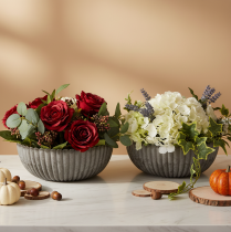 gjenstander Rund, rillet skål, dekorativ beholder for blomsteroppsatser, 20 cm, 2 stk.