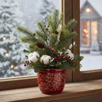 gjenstander Kunstig grangren med kongledekorasjon, 41 cm