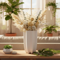 gjenstander Ribbet vase, høy dekorativ vase for tørkede blomster, 24 cm