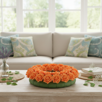 gjenstander Kunstig oransje rose, 5 cm blomst, enkel, 100 stk.