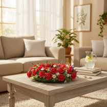 gjenstander Kunstig rød roseblomst med stilk, 5 cm, 100 stk.