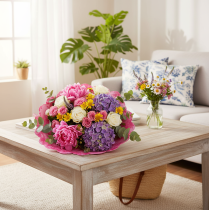 gjenstander Rosa Rondella blomsterkrage til buketter, 48 cm