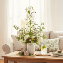 gjenstander Kunstig hvit lilje med lang blomstrende gren, dekorativ, 80 cm
