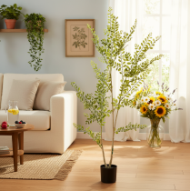 gjenstander Kunstig plante i potte, 130 cm høy, grønn, dekorativ
