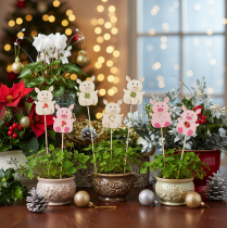 gjenstander Dekorativ grisungeblomsterdekorasjon, tre, 31 cm, 16 deler