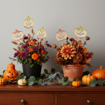 gjenstander Dekorativt gresskar med ansikt Halloween-dekorasjon, 31 cm, 12 stk.