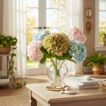 gjenstander Kunstig hortensia dekorativ blomst med stilk, 46 cm