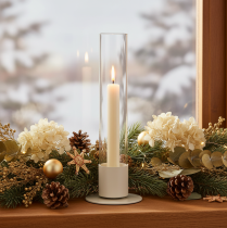 gjenstander Moderne konisk lysestake med glassylinder og base, 31 cm