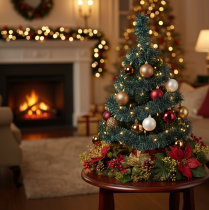 gjenstander Julekrans med glitter og 60 LED-lys og timer, utendørs, 3 m