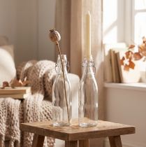 gjenstander Dekorativ flaske flaske vase lysestake i glass H27cm 2stk