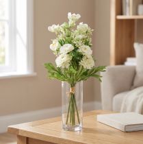 gjenstander Kunstig blomsterdekorasjonsbukett Jasmine Bellis 30 cm kunstig til borddekorasjon, holdbar vase
