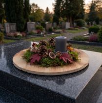 gjenstander Dekorativ treskive med flammer og rustikk kryssfiner Ø24cm