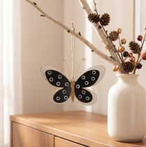 gjenstander Vegg Art Butterfly Deco Black White Gold Metal 15cm