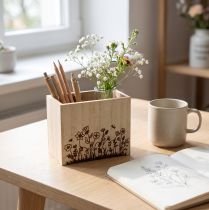 gjenstander Treboks pennholder skrivebordsorganisator naturlig 14×8×12cm