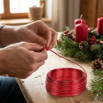 gjenstander Rød aluminiumstråd Ø2mm 500g 60m - Smykketråd, hobbytråd, dekorativ tråd for blomsterdekorasjon og håndverk