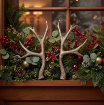gjenstander Kunstige dekorative gevir, rustikk julepynt, 29 cm, 2 stk.