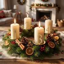 gjenstander Lysring med konisk lysnummersett til adventskrans 3 cm 4 stk