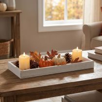 gjenstander Trebrett hvitt dekorativt brett shabby chic tre 35×15×3cm