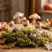 gjenstander Dekorsopp for å feste brun dekorativ sopp høst 3,5/5,5 cm 16 stk.