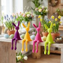 gjenstander Påskeharehylleholdere, fargerikt flokket, 28 cm, 4 deler