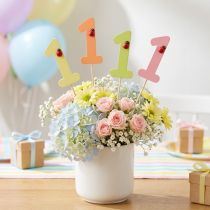 gjenstander Nummerplugg bursdag 1 blomsterplugg tre 27,5cm 16 stk