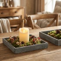 gjenstander Brett i tre, firkantet grå, hvit borddekorasjon shabby chic 24,5 × 24,5 cm, 2 stk.