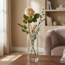 gjenstander Rose kremfarge, silkeblomst, kunstrose L74cm Ø7cm