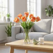 gjenstander Kunstig blomst, papegøye tulipan appelsin, vårblomst 63cm
