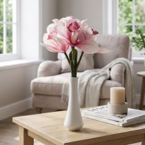 gjenstander Kunstige orkideer kunstige blomster i vase hvit/rosa 28cm