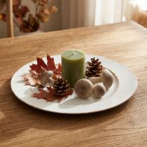 gjenstander Dekorativ plate rund plast retro hvit brun glans Ø30cm