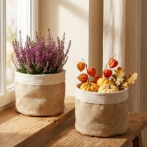 gjenstander Plantekar Jute Stoffkurv Utensilo Naturlig Ø21cm H19cm 3stk