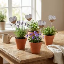gjenstander Blomsterplugg hjerte lilla landstedstil 7×0,5×7cm 12stk