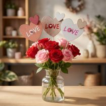 gjenstander Blomsterplugger av tre Love dekorative plugger 8×7,5cm 12 stk