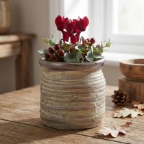 gjenstander Keramisk potteplante dekorativ vase metallic gråbrun 14×14cm