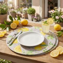 gjenstander Bordbrikker runde grå filt sommersitron 31 cm 2 stk