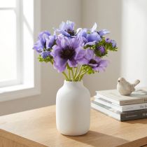 gjenstander Kunstig blomsterbukett: Anemone, Windflower, Blå, Lilla, L28cm