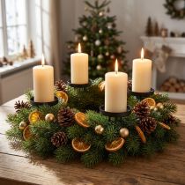 gjenstander Lysestake adventskrans metall matt svart Ø8cm 4 stk