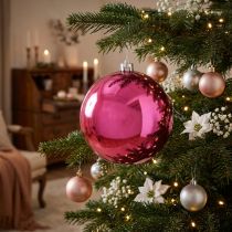 gjenstander Julekule plast stor juletrekule rosa Ø14cm