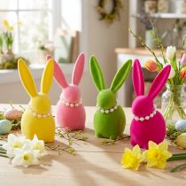 gjenstander Dekorativ påskeharefigur med perlekjede, perfekt for stue eller soverom, 13 cm, 4 deler