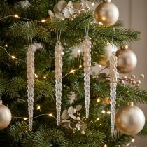 gjenstander Dekorative istapper for oppheng av champagneglitter 14,5cm 4stk