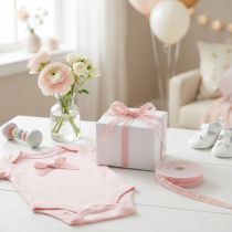 gjenstander Blondekant rosa dekorativt bånd heklet blonde B12mm L20m