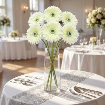 gjenstander Gerbera kunstig hvit 62cm 6 stk