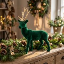 gjenstander Hjort stående deco figur grønt gull bordpynt advent 27cm