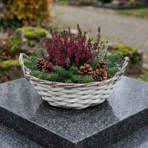 gjenstander Dekorativ kurv, blomsterkasse, hvit, rund, shabby chic, blomsterpotte, blomsterkurv, Ø29,5 cm