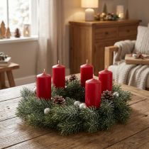 gjenstander Kunstig julekrans, dekorativ krans, frostet, Ø25 cm, dørkrans, adventskrans, glitter