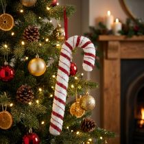 gjenstander Deco Candy Cane Jul Rød Hvit Stripet H34cm